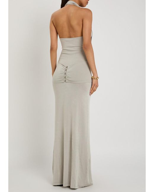 AYA MUSE White Sereno Halterneck Knit Maxi Dress