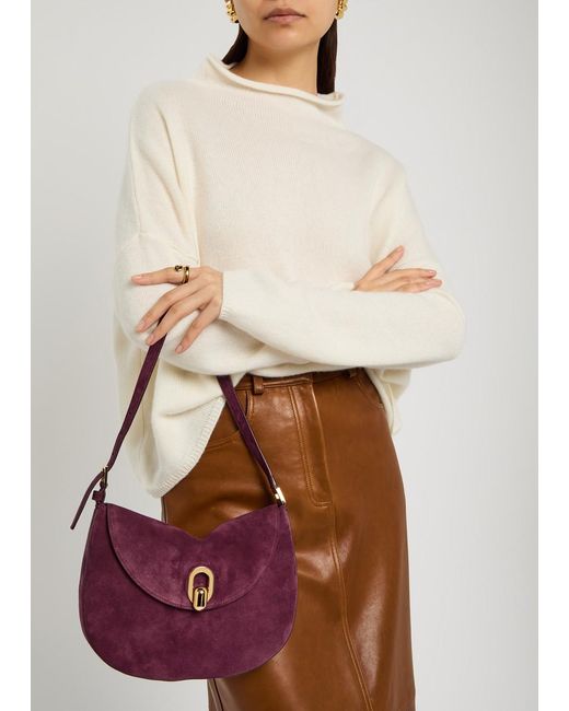 SAVETTE Purple Tondo Small Suede Shoulder Bag