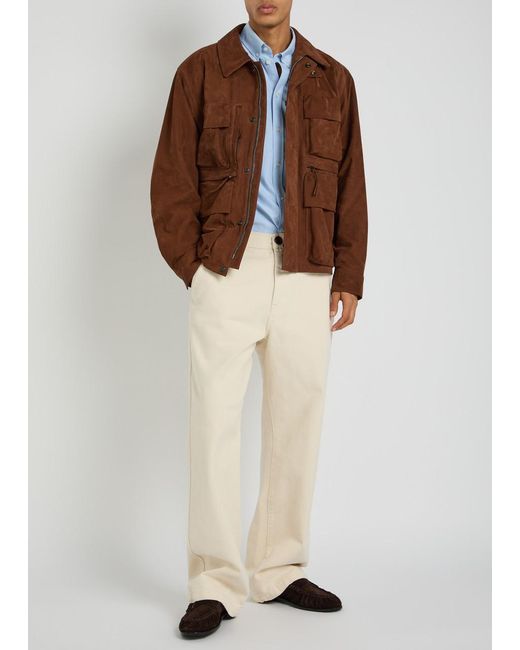 Lemaire Brown Reporter Suede Jacket for men
