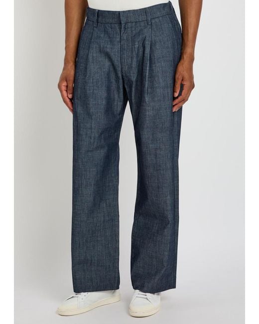 NN07 Blue Kay Pleated Cotton Trousers for men