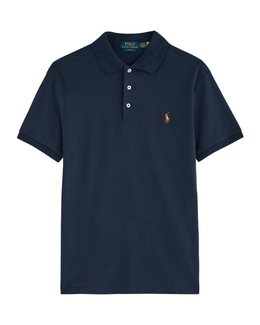 Polo Ralph Lauren Blue Slim Pima Cotton Polo Shirt, Shirt, Split Sides for men
