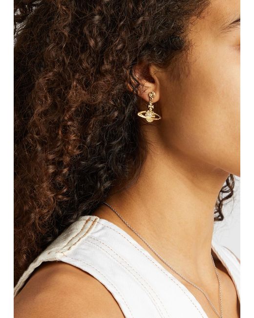 Vivienne Westwood White Mini Bas Relief Orb Drop Earrings