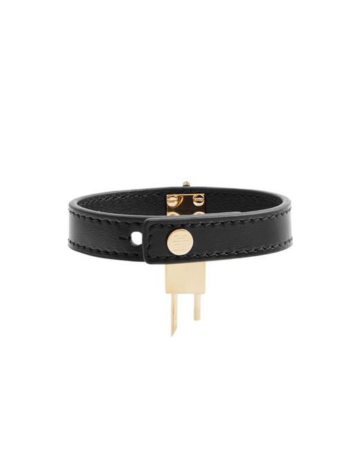 Givenchy Black Padlock-embellished Leather Bracelet