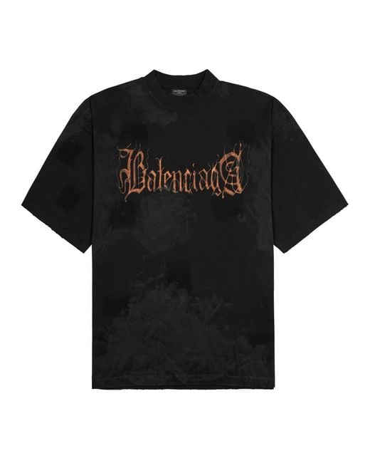 Tシャツ・カットソー BALENCIAGA BLACK STRETCH COTTON T-SHIRT Black Oversized Logo-Embroidered Cotton-Jersey T-Shirt