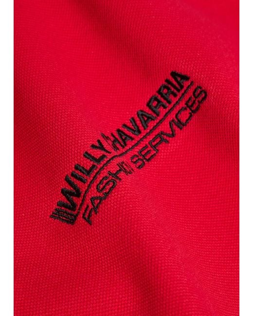 Willy Chavarria Football Logo-Embroidered Piqué Cotton Polo Shirt for men