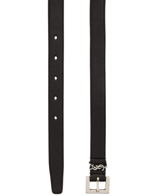 Saint Laurent Black Cassandra Grained Leather Belt for men