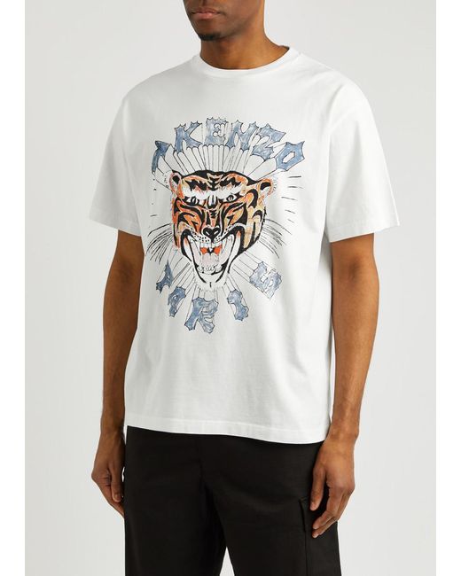 KENZO White Logo-print Cotton T-shirt for men