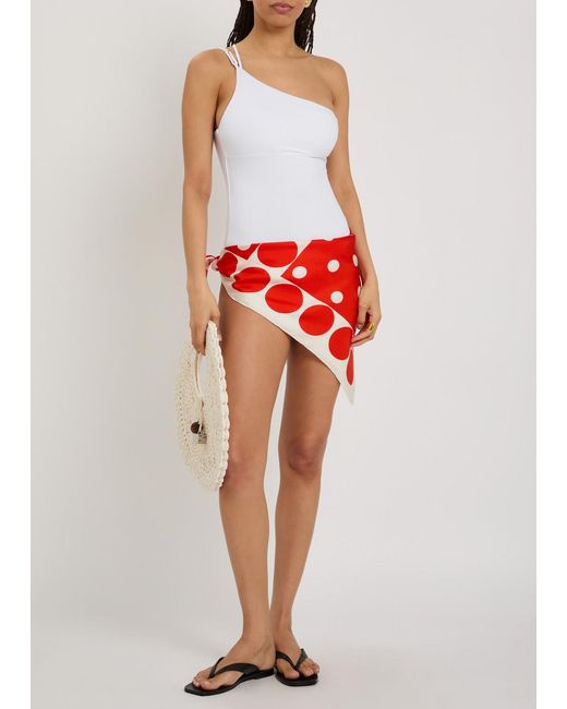 Max Mara White Chappa One-Shoulder Swimsuit