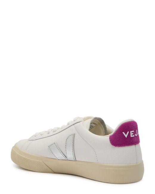 Veja White Campo Logo-Appliquéd Grained Leather Sneakers