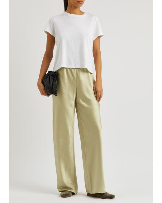 Vince Natural Wide-Leg Satin Trousers