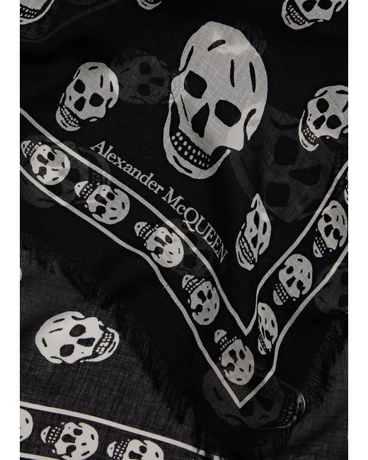 Alexander McQueen Black Skull-print Modal-blend Scarf for men
