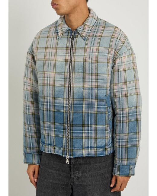 Cole Buxton Blue Checked Cotton Jacket for men