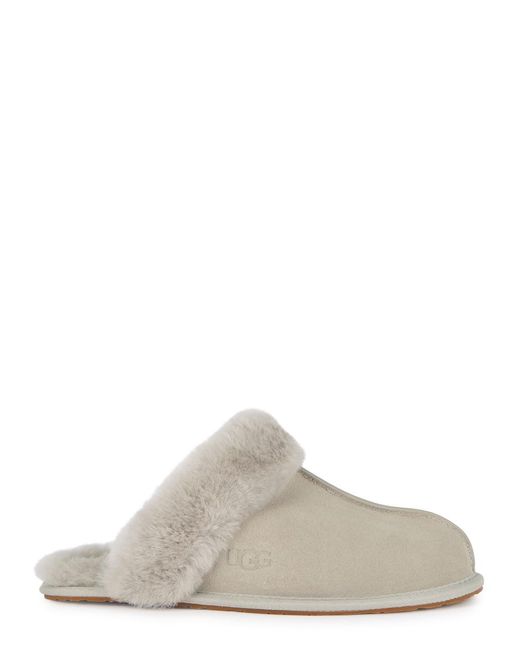 Ugg White Scuffette Ii Suede Slippers , Slippers, Rubber Outsole