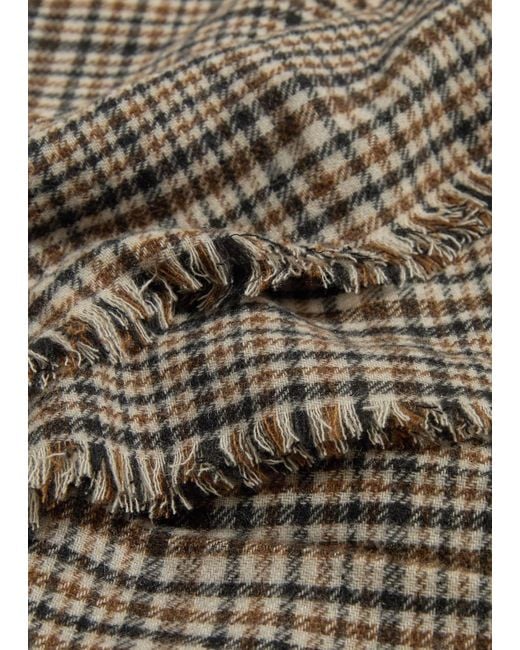 Brunello Cucinelli Gray Houndstooth Cashmere Scarf