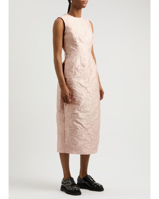 Simone Rocha Pink Cloqué Midi Dress