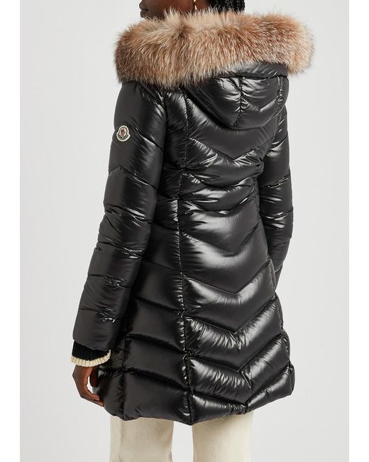 Moncler Black Fulmarus Shearling-Trimmed Quilted Shell Jacket