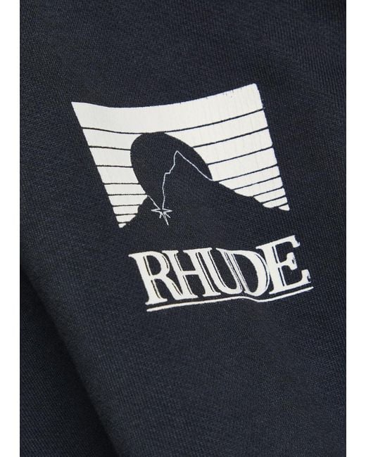 Rhude Black Moonlight Pack Printed Hooded Cotton Sweatshirt for men