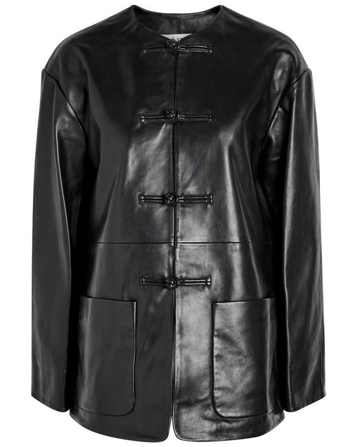 Rohe Black Mandarin Leather Jacket