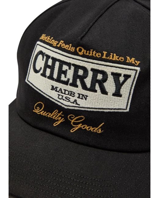 CHERRY LA Black Logo-Embroidered Woven Cap for men