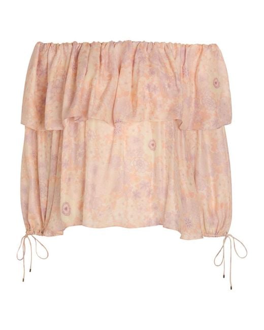 Chloé Pink Floral-Print Silk Top
