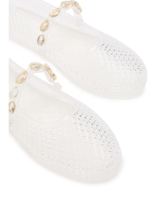 Ancient Greek Sandals White Iro Shell-Embellished Sandals