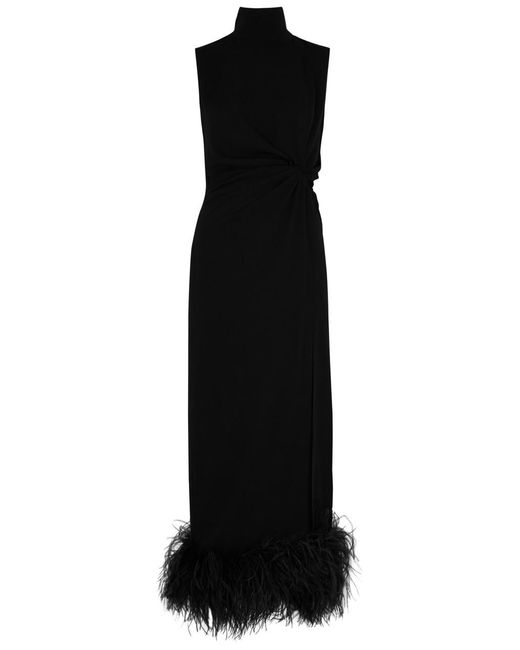 16Arlington Black Maika Feather-trimmed Maxi Dress