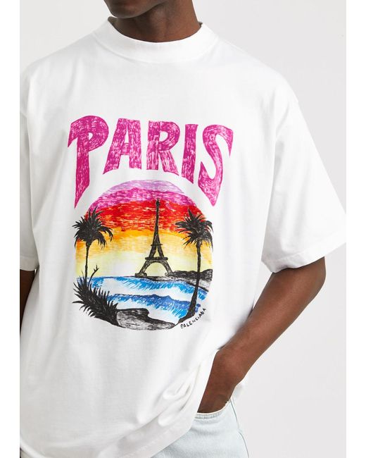 関税・送料込 BALENCIAGA Paris Tropical Tシャツ Balenciaga Paris Tropical T-shirt | White | FARFETCH CA