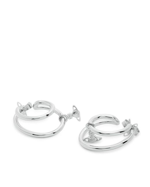 Vivienne Westwood White Ronda Layered Hoop Earrings