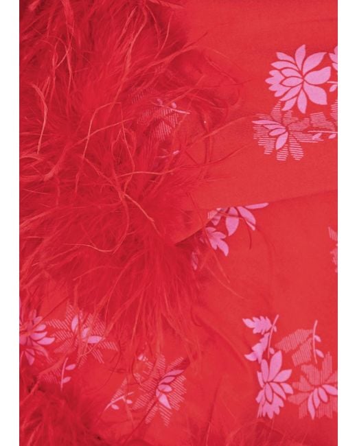 Kitri Red Mariah Floral-jacquard Cropped Satin Jacket
