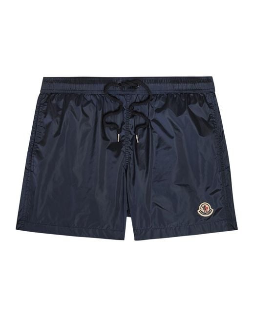 Moncler Blue Logo Shell Swim Shorts for men