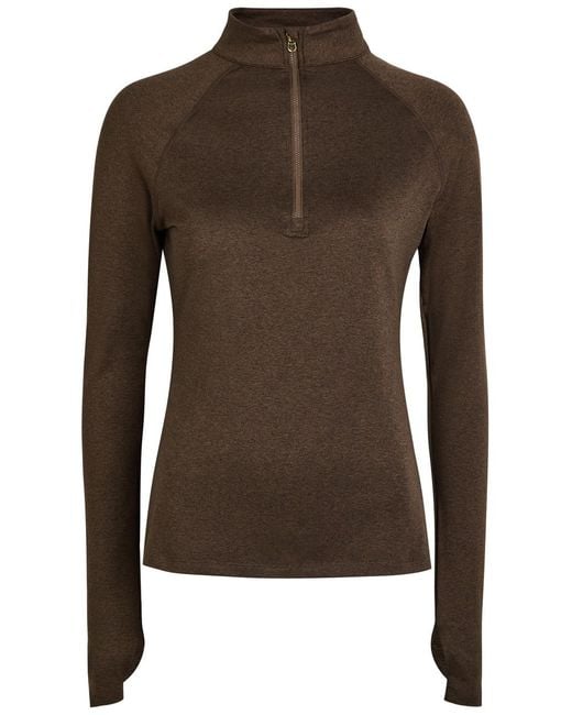 Varley Brown Always Warm Half-Zip Stretch-Jersey Top