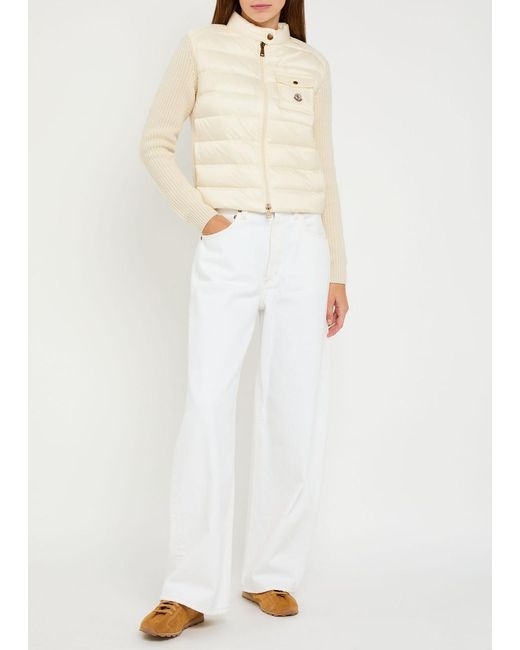 Moncler Natural Quilted Wool And Cashmere-Blend Cardigan