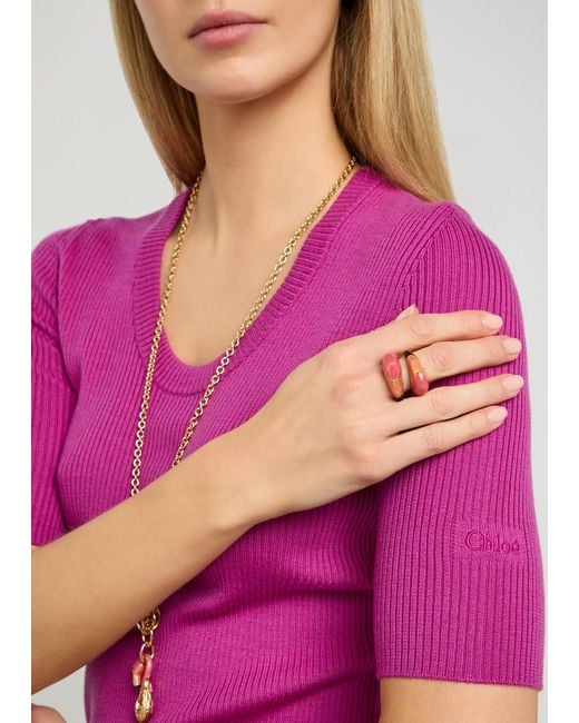 Chloé Pink The Chloé Tropicus Enamelled Ring
