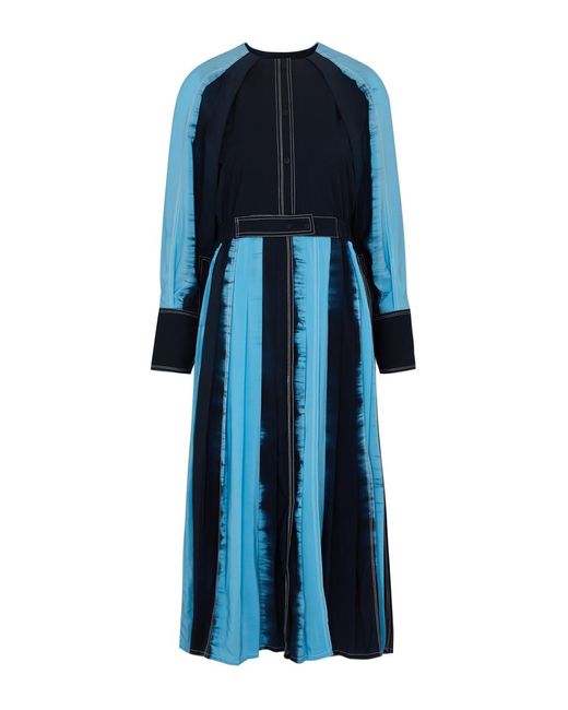 LOVEBIRDS Blue Tie-Dyed Silk Midi Dress