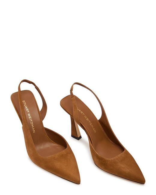 Stuart Weitzman Brown Vinnie 85 Suede Slingback Pumps