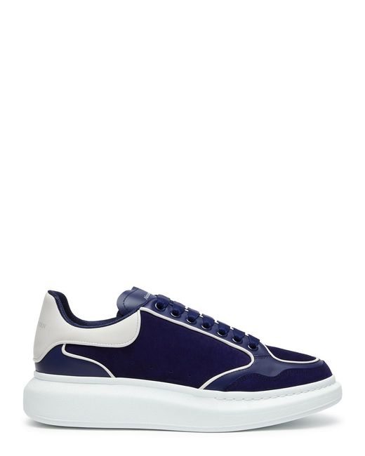 Alexander McQueen Blue Oversized Panelled Leather Sneakers for men