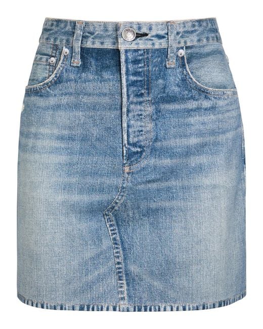 Rag & Bone Blue Miramar Ponte Printed Stretch-Jersey Mini Skirt