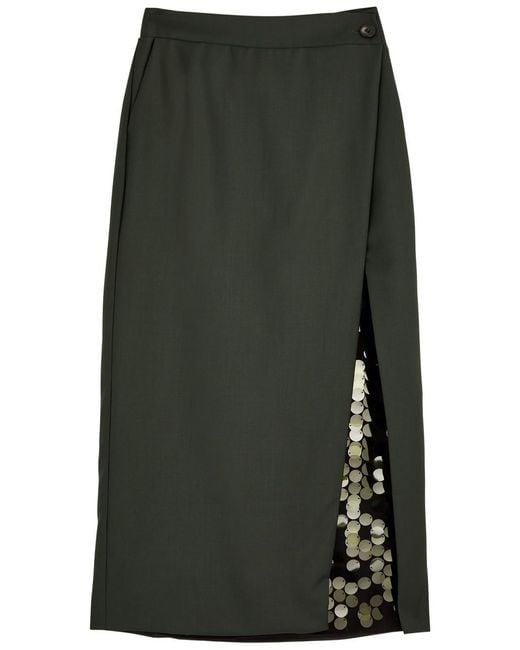 16Arlington Green Beatris Embellished Wool Midi Wrap Skirt