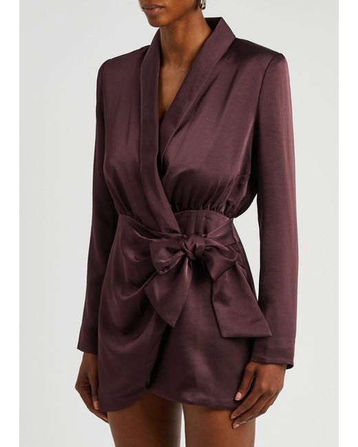 Misha Purple Azera Satin Mini Blazer Dress