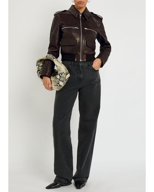 FRAME Brown The Aviator Quilted Leather Jacket