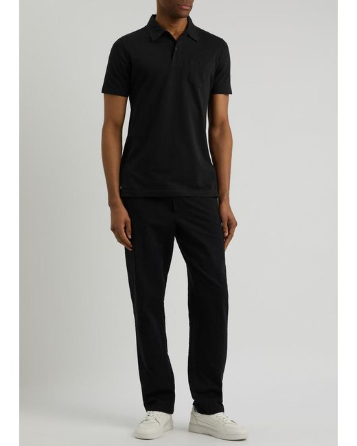Sunspel Black Striped Cotton T-shirt for men
