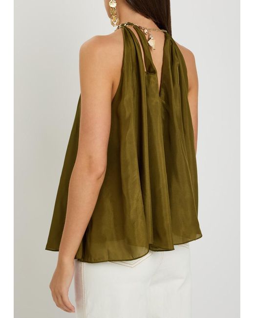 Zimmermann Green Mohon Charm-Effect Silk Blouse