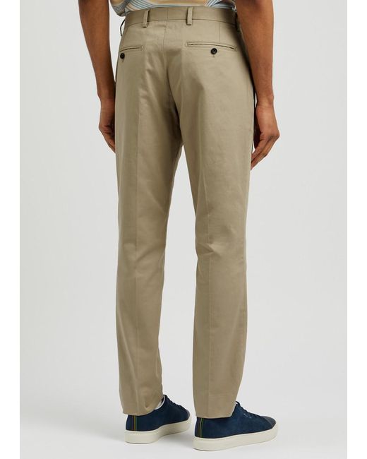 PS by Paul Smith Natural Pleated Cotton-Blend Trousers for men