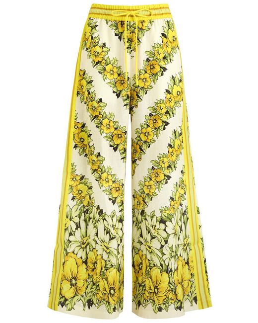 ALÉMAIS Yellow Gisela Floral-Print Trousers