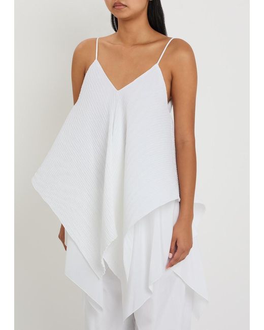 J.W. Anderson White Pleated Asymmetric Chiffon Top