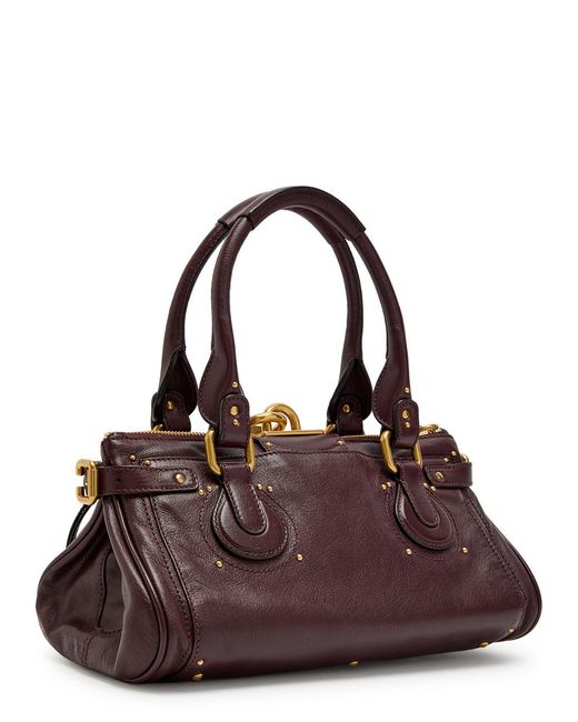 Chloé Purple Paddington Padlock Grained Leather Shoulder Bag