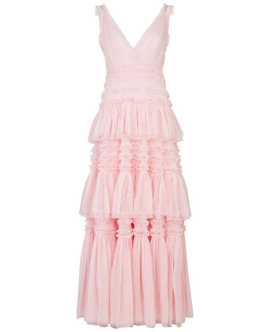 Needle & Thread Pink Candice Ruffled Tulle Gown