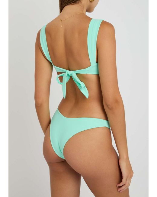 Away That Day Green Cannes Gathered Bikini Top