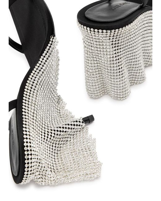 KATE CATE White Kate 90 Crystal-embellished Satin Sandals