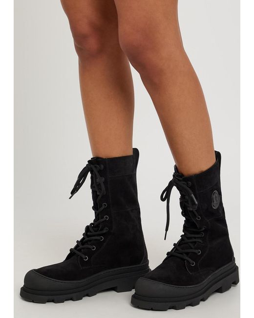 Moncler Black Vera High Suede Mid-Calf Boots